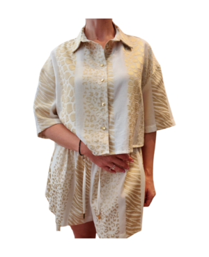 Koντό πουκάμισο 'LINTA' Χρυσό animal print