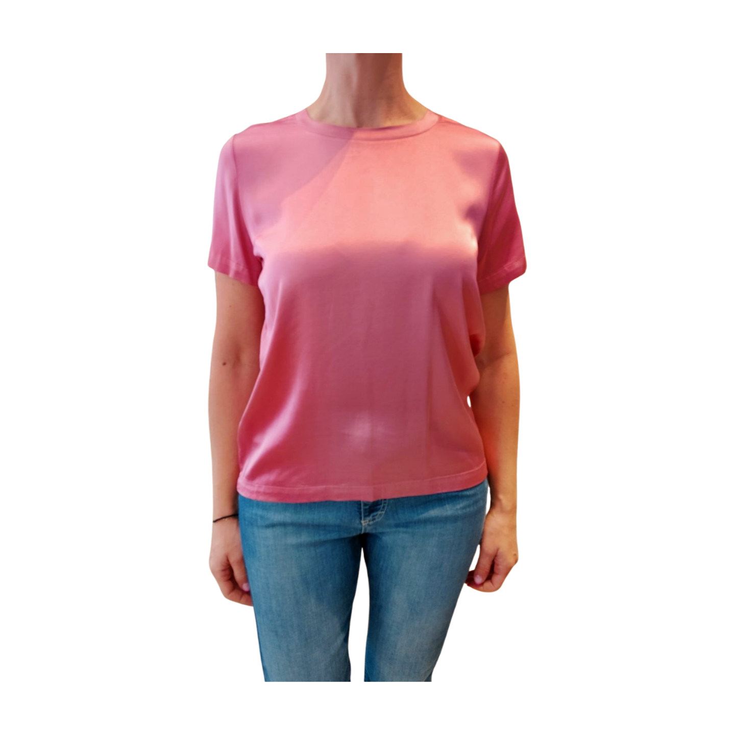 Basic t-shirt ροζ viscose
