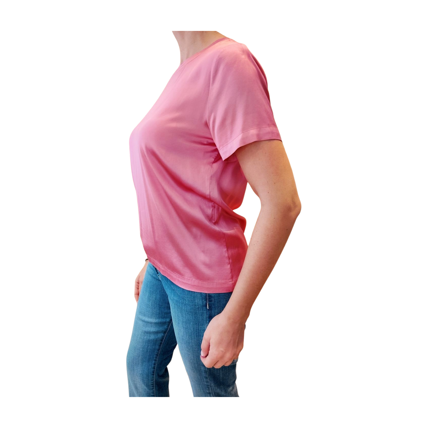 Basic t-shirt ροζ viscose - Image 2