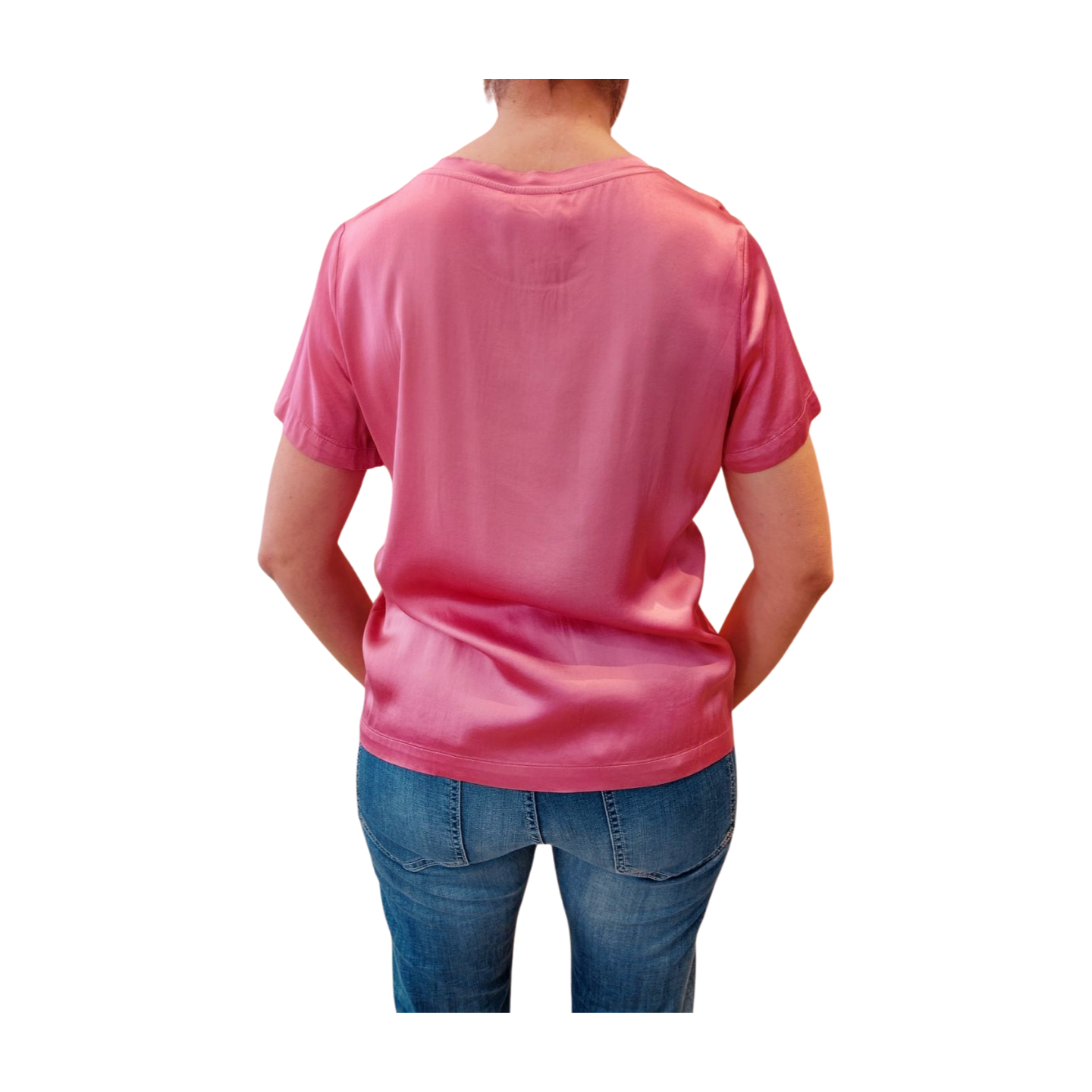 Basic t-shirt ροζ viscose - Image 3