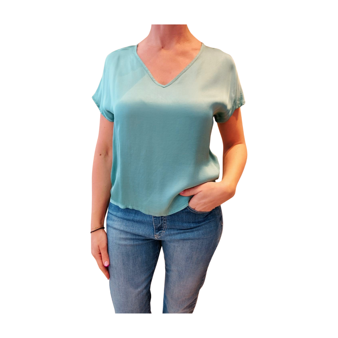 Κοντομάνικο t-shirt 'Verde Baltico' Viscose