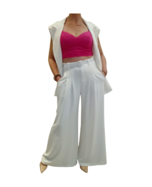 Λευκό σετ γιλέκο-παντελόνα