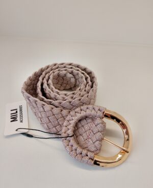 Ζώνη με πλέξη rose metallic
