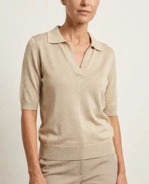 Lurex polo-shirt (Beige)