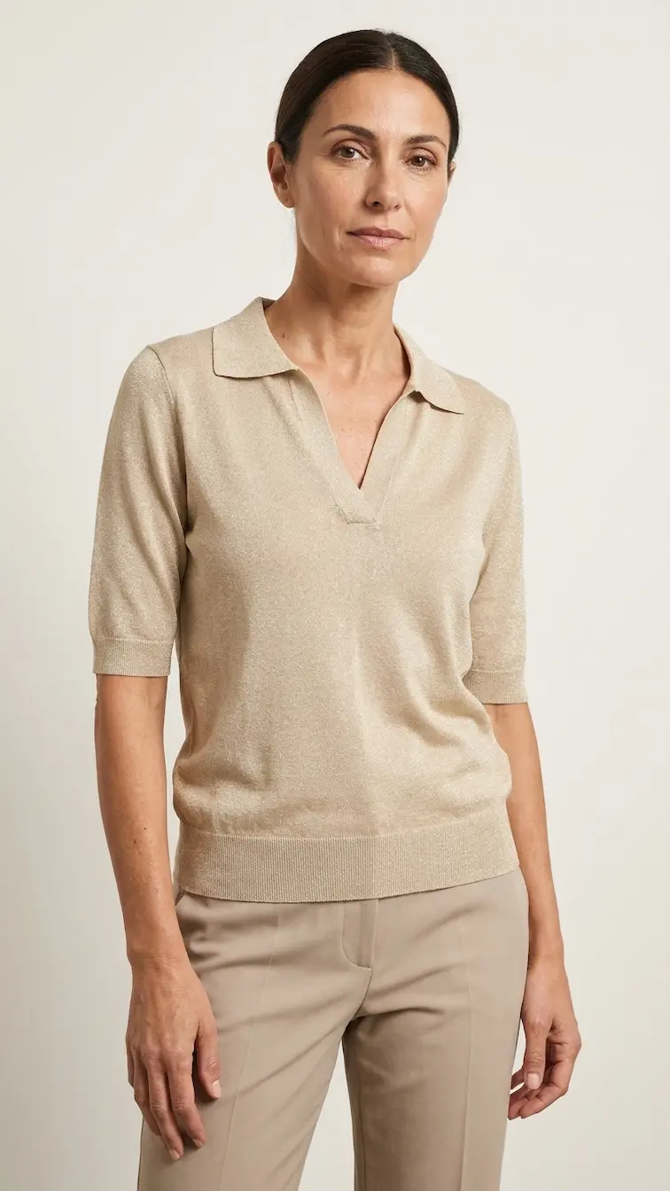 Lurex polo-shirt (Beige)
