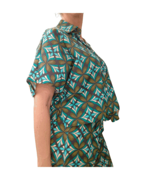 Crop πουκάμισο εμπριμέ- σμαραγδί