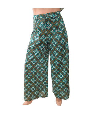 Παντελόνα εμπριμέ-σμαραγδί