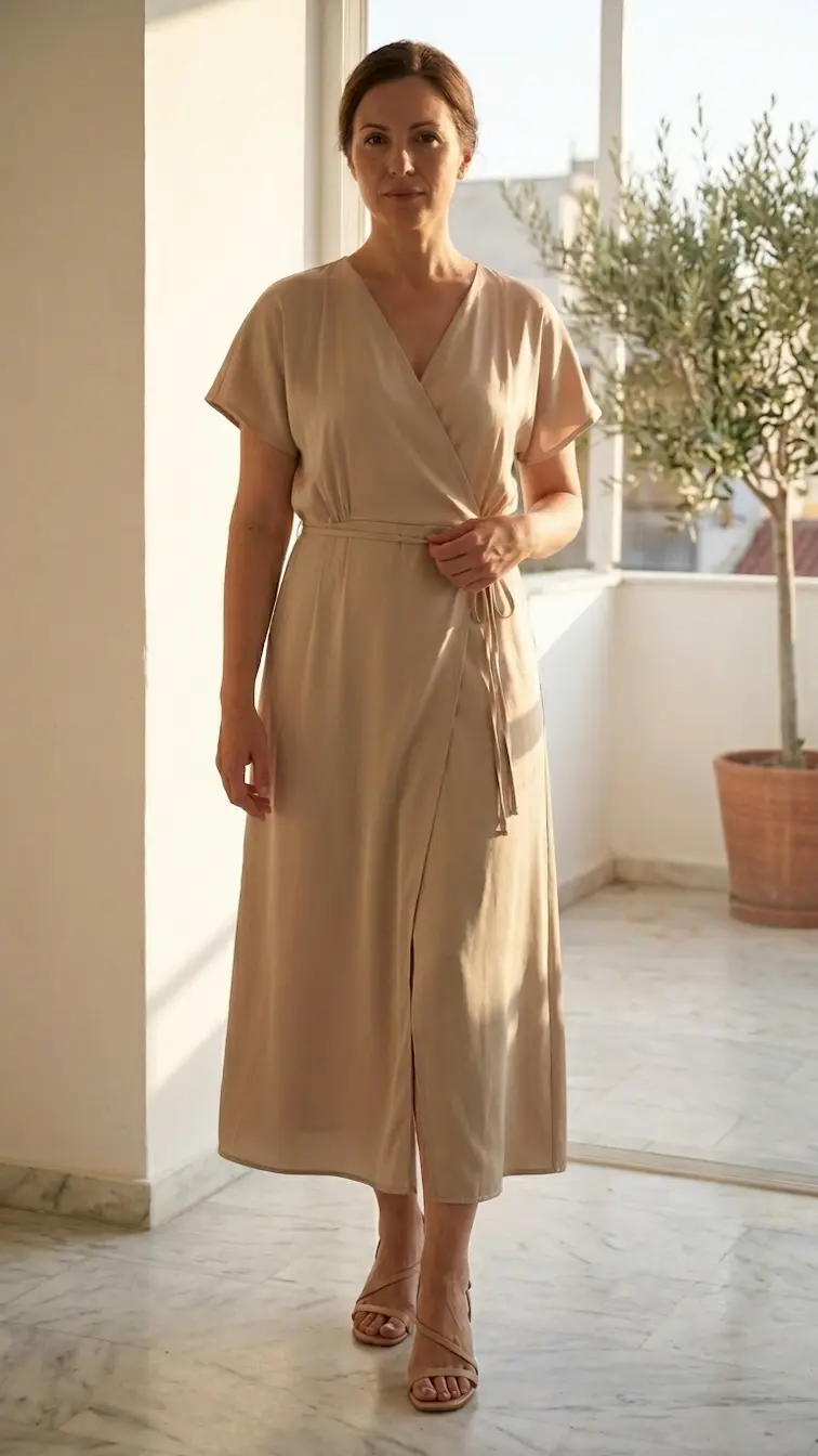 Μάξι φόρεμα κρουαζέ straw yellow
