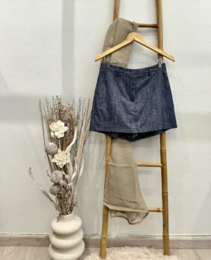 Μίνι φούστα-shorts υφασμάτινη blue denim