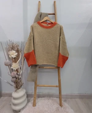 Πουλόβερ πλεκτό δίχρωμο oversized